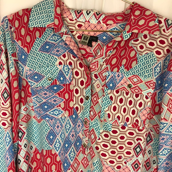 Talbots | patchwork button down blouse - Picture 4 of 7
